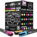 Loddie Doddie Chalk Markers - Pack of 24, 6mm Reversible Tips - Liquid Chalk Pens for Glass Surfaces & Windows - Erasable Pens for Chalkboard Calendar - Non-Toxic Chalkboard Markers