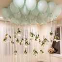 Xunyee 74 Pcs Artificial Flower Hanging Green Balloons Ornament Floating Garland Ceiling Rose Adjustable Ribbon Adhesives Dots for Wedding Anniversary Engagement Marriage Proposal Floral Birthday