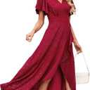 Long Black Formal Dresses for Women Gowns Evening Party Cocktail Dress,Split Elegant V Neck Wrap Ruffle Wedding Guest Dresses Medium