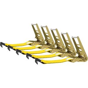 SALUINOKI 5 Pack 4 inch Ratchet Flat Hook Heavy Duty Yellow x12 inch(No Strap), Compatible with 4 inch Winch Straps for Flatbed Trailer