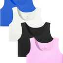 Sascina Girl Bras 10-12 Years Old Seamless First Bra Girls Sports Bras Longline Crop Bra - No Pads, Chest Double Lined