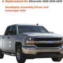 labwork Headlight Assembly Chrome Housing Replacement for Silverado 1500 2016-2018 HID with DRL Passenger Side and Driver Side 84388723 84356947