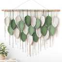 Weldomcor Large Macrame Wall Hanging, Boho Leaves Macrame Tapestry Wall Decor Handmade Woven Hanging Decor Chic Bohemian Wall Art Home Decoration for Bedroom Living Room Nursery Office 39"W x 29.5"L (Green)