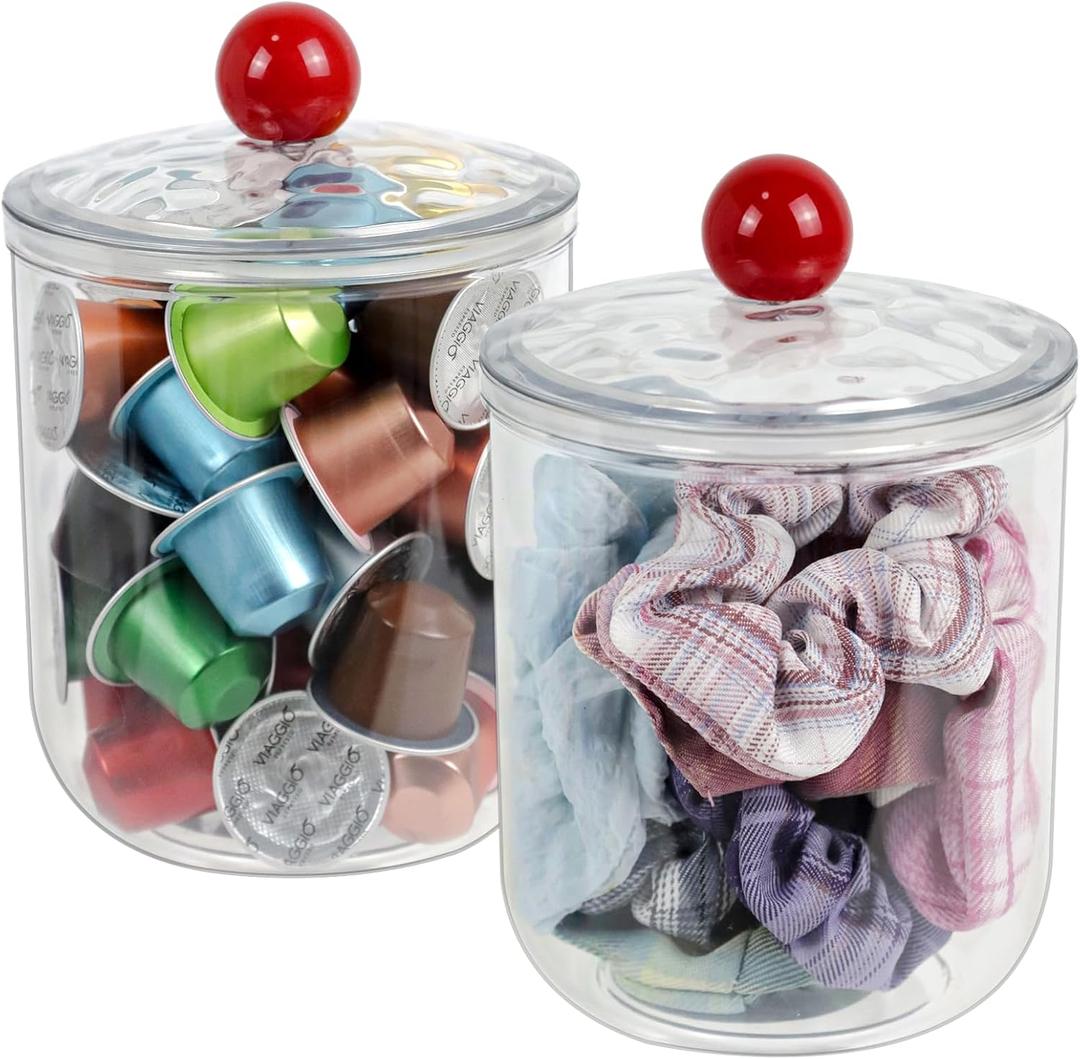 ZEXALOR Set of 2 Hair Accessories Organizer, Clear Scrunchie Holder, Plastic Vanity Organizer Geadband holder Hair Tool Storage Box, Bathroom Organizers and Storage (6H)