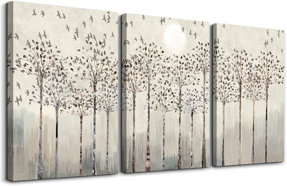 trees and birds Abstract Paintings Canvas Prints Wall Art for Bedroom Bathroom Wall Decor office Artworks Pictures Wall Decorations for Living Room,3 Piece Sunrise and sunset Modern Home Decoration, 16x24inches*3pcs