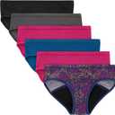 Hanes girls Period Underwear Boxer Briefs, Comfort Period Boxer Brief Panties for Girls, Moderate Protection (10, Hipster - Multi - 6 Pack)