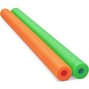 Hanaive Pack of 2 Pool Noodles 52 Inch Foam Pool Swim Noodles Hollow Foam Noodle for Christmas Decoration Swimming Floats DIY Floating Craft Projects  (Green, Orange)