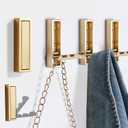 Foldable Gold Wall Hooks 4 Pack,Heavy Duty Wall Hooks for Hanging Coats Towels Backpacks Bags Brushed Gold Towel Hooks in The Bathroom,Closet,Entryway,Pool and Kitchen.(Gold, 4)