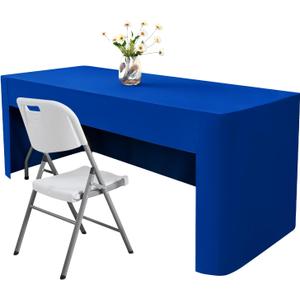 Rectangle Fitted Tablecloth Open Back Washable Polyester, 30x60 in | Royal Blue 5 Foot Folding Table Cover, Vendor Table Cloth for Craft Show, Trade Show, Display, Party, Wedding, Banquet