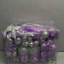 130pcs Christmas Ball Ornaments Set, Shatterproof Christmas Tree Ball Ornament Decoration, Plastic Xmas Ornaments Bulk Hanging Balls, Holiday, Home, Wedding Party, Purple and Silver