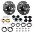 2 Sets 3500 lbs Trailer Hub Kits 5 Bolt 4.5 for 1-1/16'' to 1-3/8'' #84 Tapered Spindle (Not for Straight Spindle).Trailer Hubs 5 Lug Kit with Extra Dust Caps & Rubber Plugs.
