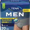 Tena Men Protective Underwear for Men, Maximum Absorbency, Better Fit, Adult Diaper, Large, 20 Count