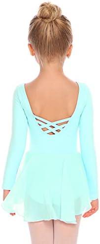 Zaclotre Ballet Leotards for Girls Toddler Classic Long Sleeve Criss-Cross Back Dance Dress Ballerina Outfits,.140