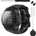 TopPerfekt Band Compatible with Garmin Instinct 3 45mm, Soft Silicone Replacement Watch Band 22mm Width Strap and 2 Pack Screen Protectors for Instinct E 40MM 45MM Smart Watch for Women Men (22mm-Instinct 3 45mm)