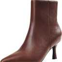 Elisabet Tang Women's Pointed Toe Booties 3 inches Heels Ankle Boots with Side Zipper Dressy Comfy Work Formal Winter Fall, Size US 8