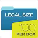 Pendaflex Two-Tone Color File Folders, Legal Size, Blue, 1/3 Cut, 100/BX (153 1/3 BLU)