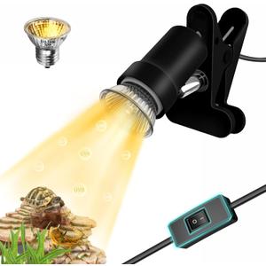 GOZILLA Reptile Heat Lamp, Turtle Lamp with 50W UVA/UVB Turtle Light Bulb, 360Rotatable Clip Reptiles Basking Light for Amphibian and Reptile Tanks, Terrariums, Cages.(Black)
