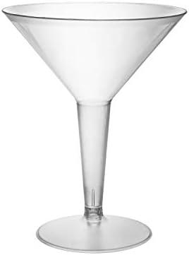 Party Essentials Plastic Two Piece 8-Ounce Martini Glasses/Party Cups, Clear, 20 Count