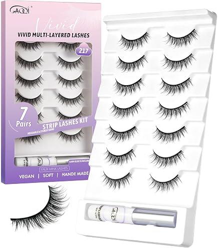 Wispy Lashes Natural False Eyelashes with Lash Glue Cat Eye Lashes Kit