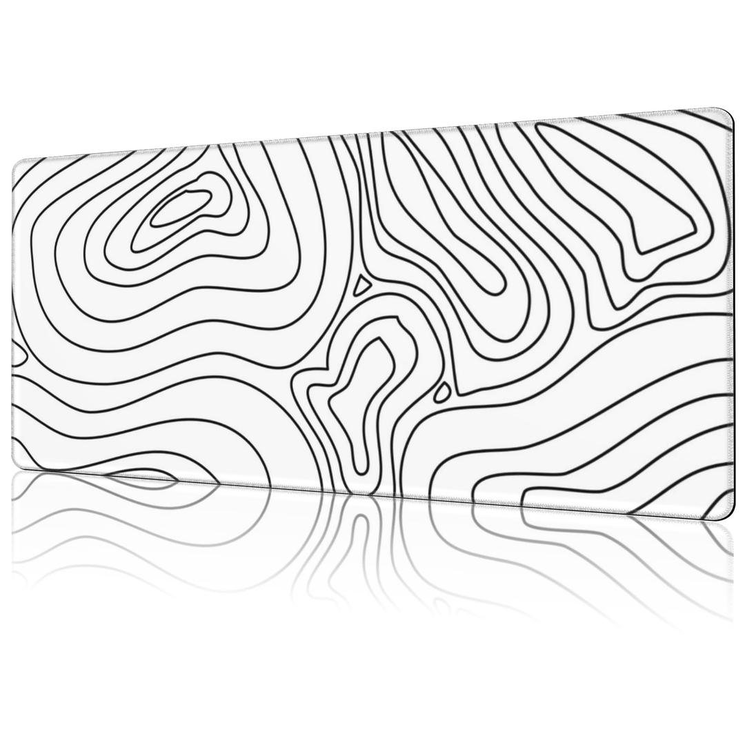 NIYLYNSYN Mouse Pad Large Topographic Contour Map Non-Slip Game Desk Mat with Stitched Edge Laptop Keyboard Desk Pad for Work Home Gaming (35.4 x 15.7 Inches)