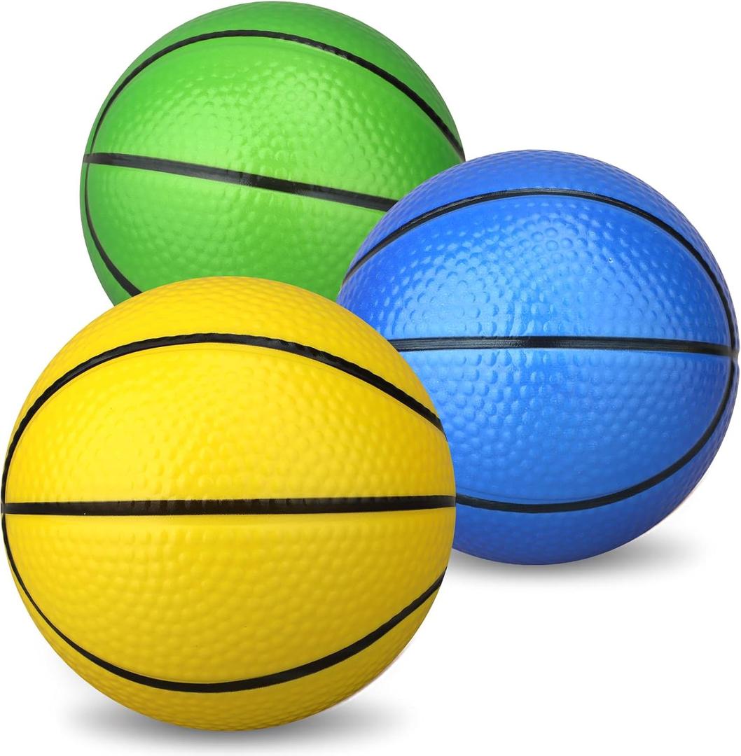 Dilabnba 5'' Mini Foam Basketball for Kids Adult, Toddlers Ball for Indoor Outdoor, Lightweight and Soft Replaceable Basketballs for Mini Hoop Enthusiasts (3PCS) (Multicolored)
