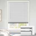 LazBlinds No Tools No Drill Cordless 1" Vinyl Mini Blinds, 100% Blackout Blinds for Indoor Windows, Room Darkening Privacy Window Blinds and Shades for Interior, 32" W x 48" H, White