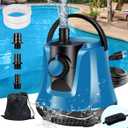 Submersible Water Pump, With Switch Adjustable Flow Sump Pump, Electric Portable Water Removal Pumps for Pool Draining, Pool Cover Pump Above Ground with 10ft Drainage Hose, 3 Adapters, 950GPH Blue