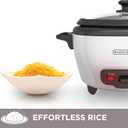 BLACK+DECKER Rice Cooker 6-Cup (Cooked) with Steaming Basket, Removable Non-Stick Bowl, White
