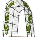 Garden Arch Trellis 7FT Extra Tall Polyethylene-Coated Stainless Steel Garden Trellis for Climbing Plants Outdoor Garden Trellis Arch for Cucumber Trellis, Gardening Trellis with Clips Trellis Netting (71"L x 39"W x 83"H, Black)