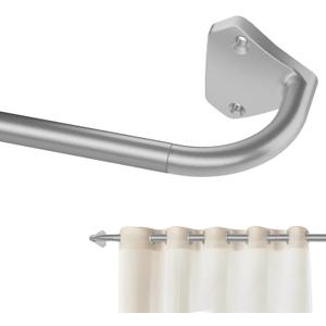 GXOACKJ Silver Curtain Rods for Windows 48 to 84 inch, 5/8 inch Adjustable Wrap Around Blackout Curtain Rods for Bedroom & Outdoor