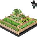 VIVOSUN 5-Tier Wooden Raised Garden Bed, 42 x 42 x 14 Inches, Outdoor Wood Planter Box with Gloves and Liner for Garden, Patio, Balcony, Backyard and Outdoors