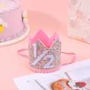 2 x Half Birthday Party Crown for Babies, Glitter 1/2 Birthday Rainbow Crown Hat Cute 6 Months Decorations for Party Photo Prop