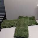 H.VERSAILTEX Extra Thick Chenille Striped Pattern Bath Rugs for Bathroom Non Slip - Soft Plush Shaggy Mats Floor, Indoor Entryway (Bronze Green, 32 x 20 Plus 24 17 Inches)