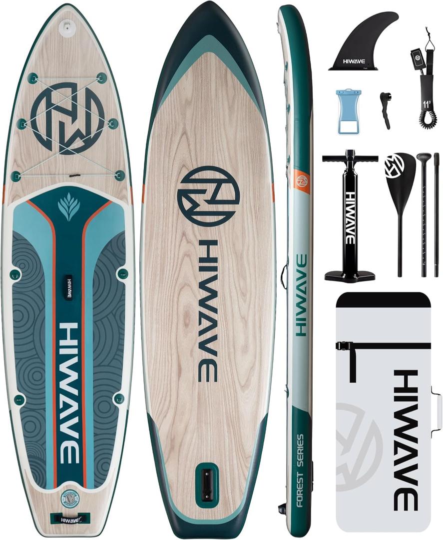 Hiwave Inflatable Paddle Board 11 '* 34 "* 6" Extra Wide Sup Board, 420lb Capacity Paddle Board for Adults, Suitable for Sea and Lakes, 2+1Family Board