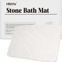 HBlife Stone Bath Mat, 23.5" X 15" Multipurpose Diatomaceous Earth Bath Mat for Bathroom, Stone Drying Mat for Kitchen Counter, Dog Water Bowl Mat, White - River