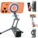 OMOTON TP02 360Rotating for MagSafe Tripod Mount, Adjustable Aluminum Magnetic Phone Tripod for iPhone 17/16/15/14 Pro Max Air, Foldable Cell Phone Stand Fits Vlog, Gym, Travel Essentials, Gray