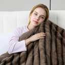 Heated Blanket Electric Queen- 84"x90" Soft Thick Faux Fur Electric Blanket for Sofa with 5 Heat Levels & 10 Hours Auto-Off Overheat Protection, Warm Cozy Gifts, Brown