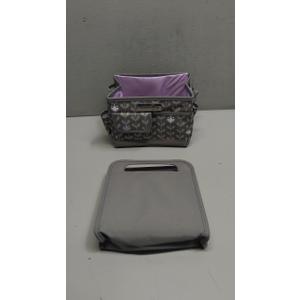 Desktop Tote Organizer – Tan Floral Craft Bag – Portable Storage for Art Supplies, Sewing, Scrapbooking, DIY Tools & Creative Project Organization