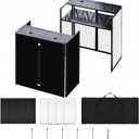 Portable DJ Facade Booth, Foldable DJ Table Stand, 40x20x45 " Tabletop, DJ Facade Station for DJ Controller, Mixer & LaptopEvents&Parties Includes Carry Bag & Black and White Lighting Scrims