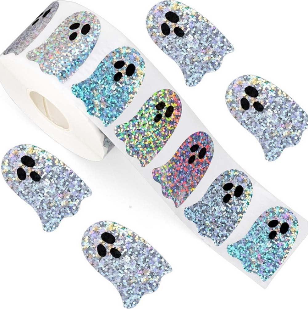 3 x Halloween Ghost Stickers, Laser Cute Boo Ghost Stickers, Suitable for Envelope Journal DecorParty Supplies Halloween Decorations (Style 2)