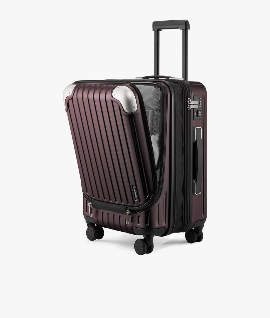 LEVEL8 Grace Carry on Luggage Airline Approved, 20 Inch Expandable Hardside Suitcases with wheels, Abs+Pc Harshell Spinner Luggages with Tsa Lock, Red