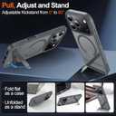 2 x MOZOTER for iPhone 17 Pro Case with Kickstand,[Compatible with MagSafe] [12FT Military Grade Protection] Slim Translucent Matte Shockproof Phone Case,6.3",Gray