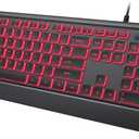 Backlit Wired Keyboard, USB Lighted Computer Keyboards with 7 Colors Backlight, Full Size Silent Keyboard with Media Hotkey for Windows Desktop, PC, Laptop (Black, M)