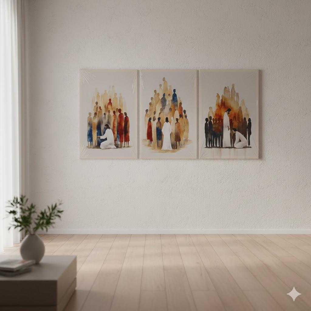 3Pcs Jesus Healing Canvas Wall Art Modern Christian Watercolor Decor Painting Pictures Boho God Saves People Posters Prints for Dining Living Prayer Room Kitchen Church Wall Bedroom Decoration
