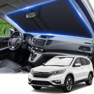 Windshield Sun Shade for Honda CRV 2012-2016 Front Window Shade Custom Fit CR-V LX, EX, EX-L, Sport, Sport-L, Touring Sun Visor Foldable Shade Blocks UV Rays Summer Must Have Car Accessories