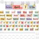 Flip Calendar Bulletin Board Set with Holder Includes 54 Date Cards Back to School Calendar Bulletin Board for Classroom Home Wall Chalkboard Decor(Star and Moon)