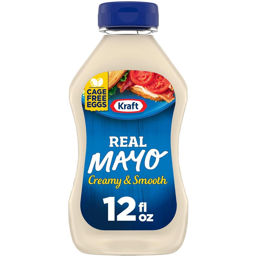 Kraft Mayonnaise, Creamy & Smooth, 12 fl oz Bottle | Real Mayonnaise Made with Cage-Free Eggs, a Light Taste & Creamy Texture (EXP 02/04/26)