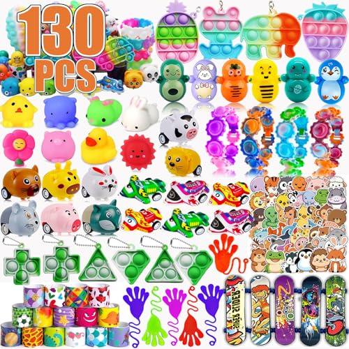 130 Pcs Party Favors for Kids, Easter Basket Egg Fillers, Treasure Box Toys, Classroom Prizes, Pinata Filler Goodie Bag Stuffers, Treasure Chest, Carnival Prize Box Toys for Boys Girls 4-8-12