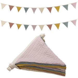 Oudain 15.5 ft Pennant Banner Flags, 2 Pcs Nursery Garland Triangle Bunting Flag Baby Banner for Nursery Decor Baby Birthday Boho Wedding Shower Party Event, Each 7.75 ft(Rainbow Color)