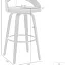 Armen Living Sonia 30" Bar Height Swivel Brown Faux Leather and Walnut Wood Bar Stool - Set of 2, 30" Seat Height